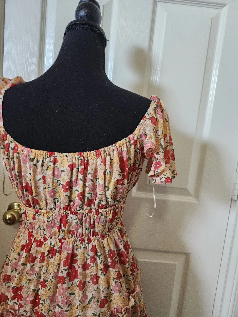 Y&I Floral Pink Tie-Front Sundress Smocked S